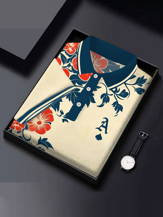 Men's poker vintage floral Ace of Spades tops
