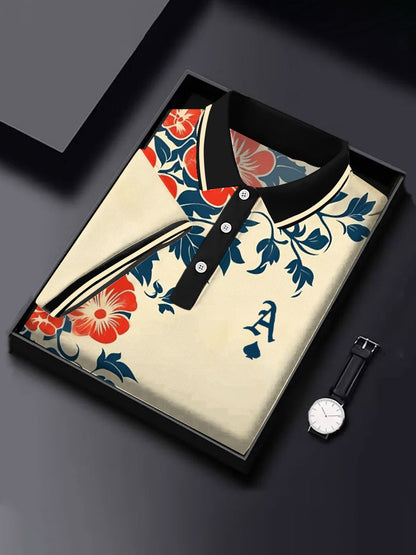 Men's poker vintage floral Ace of Spades tops