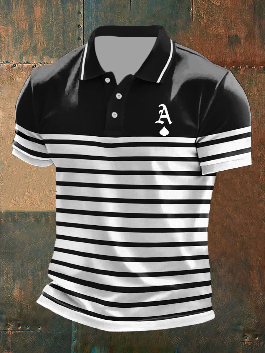 Men's poker ace of spades striped tops