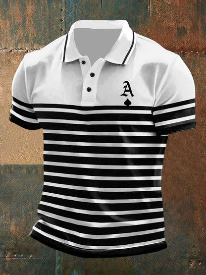 Men's poker ace of spades striped tops
