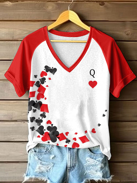 Women's Playing Cards Inspired Art Print T-Shirt