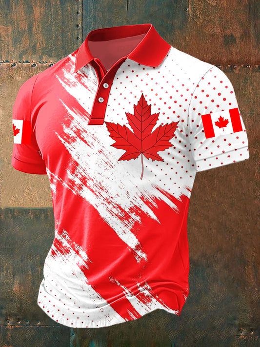 Men's Happy Canada Day Canadian Maple Leaf  Print Casual Top