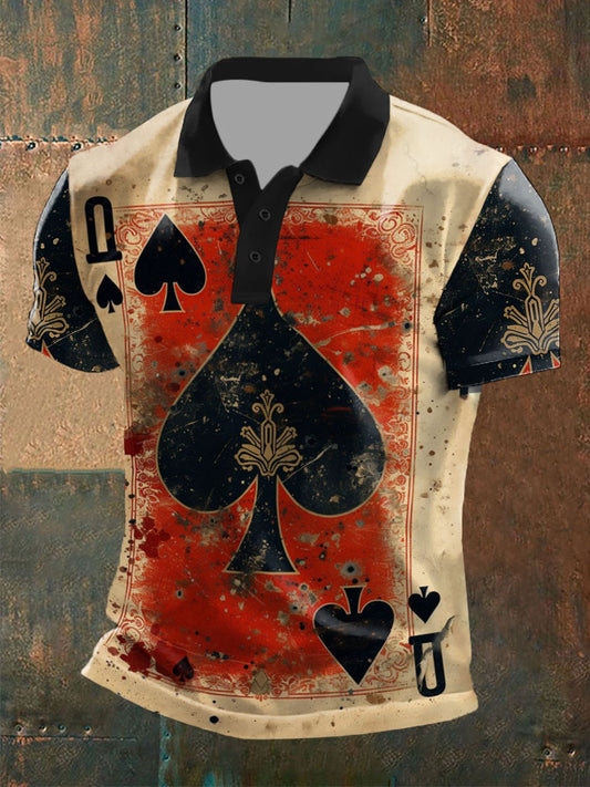 Men's Texas Hold'em Q of Spades casual tops