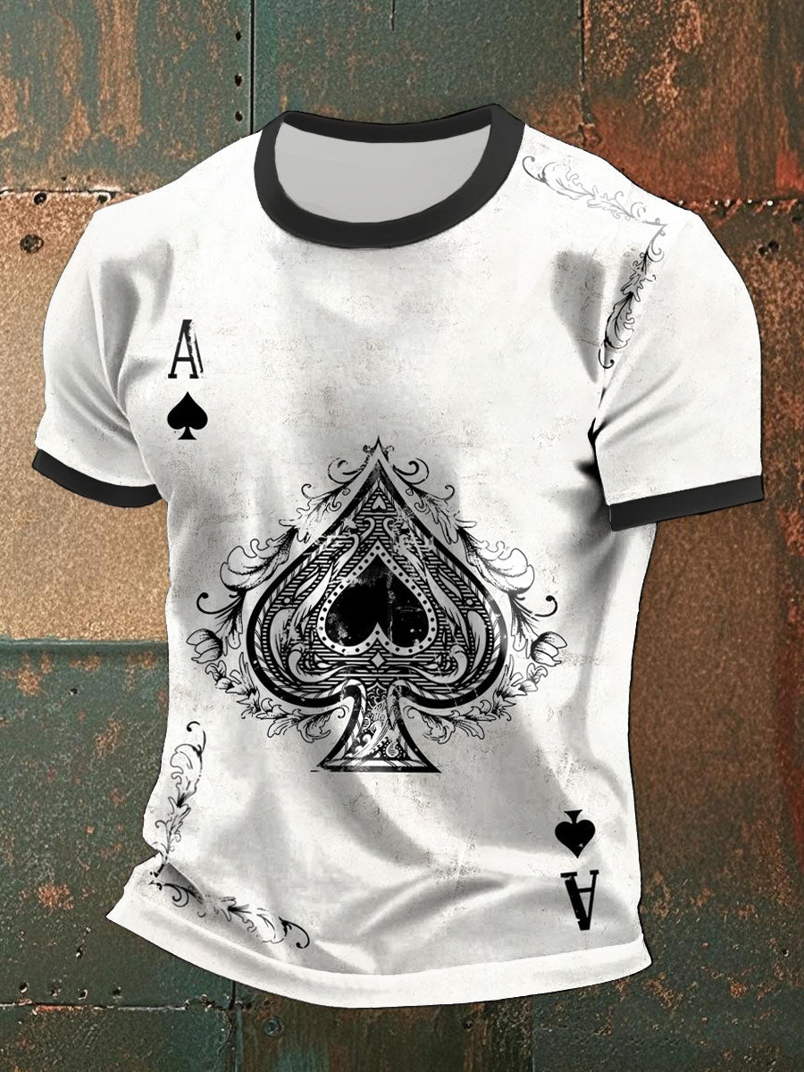 Men's poker Ace of Spades casual t-shirts