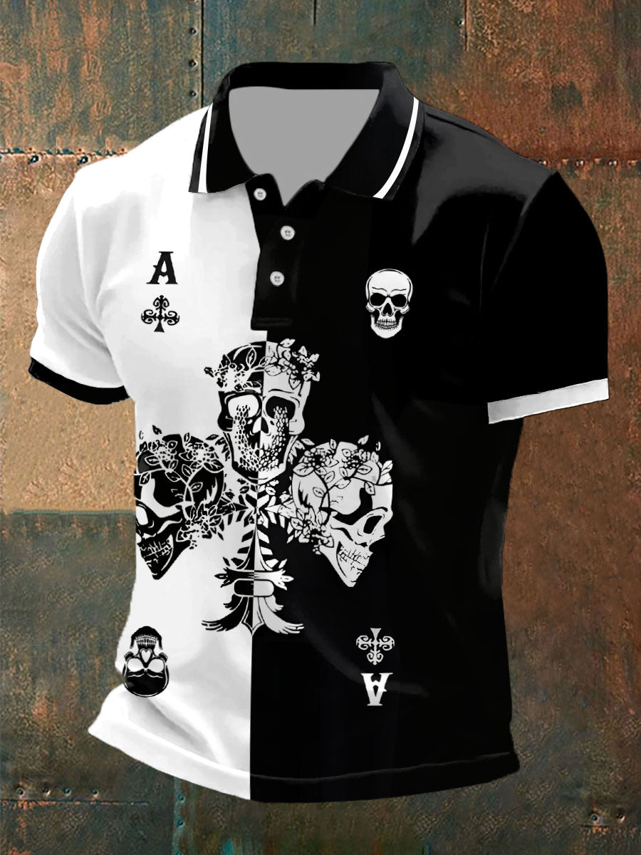 Men's Poker Skull Casual Top