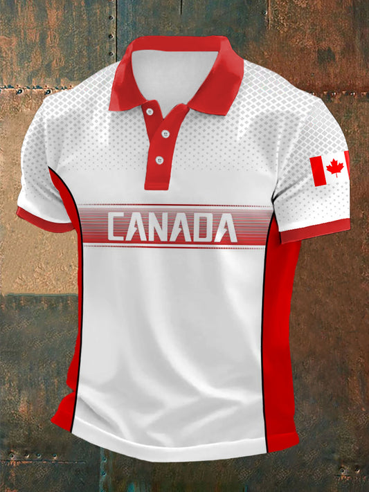 Men's Canadian Flag Maple Leaf Print Casual Top