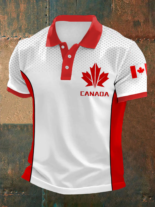 Men's Canadian Flag Maple Leaf Print Casual Top