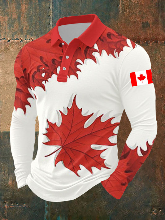 Men's Happy Canada Day Canadian Maple Leaf  Print Casual Top