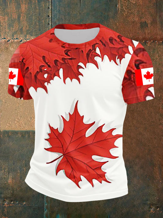 Men's Happy Canada Day Canadian Maple Leaf  Print Casual Top