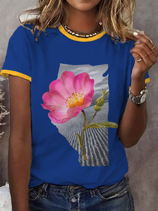 Women's Alberta Wild Rose Print Casual Tee