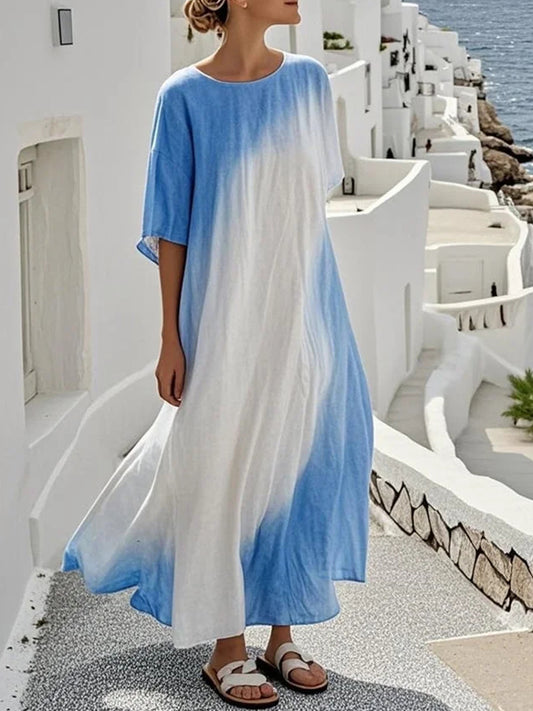 Women's Vintage Tie-Dye Linen Dress