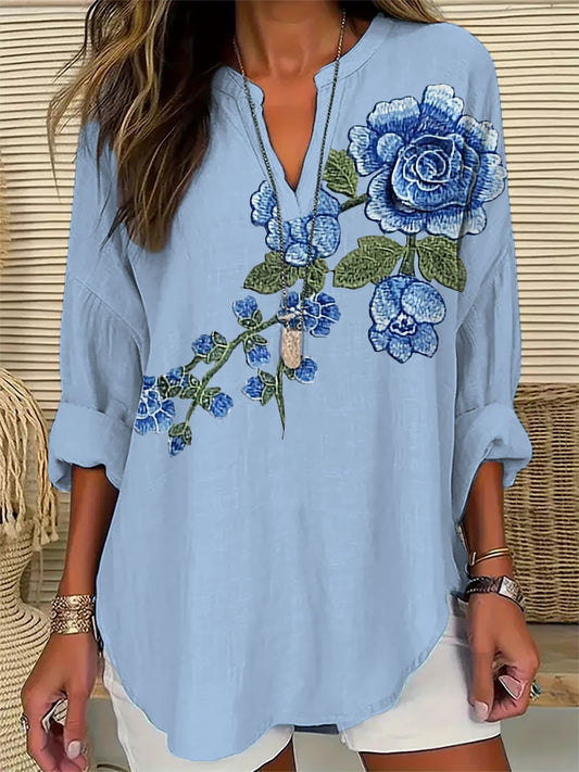 Women's Floral Embroidery Print Casual Top