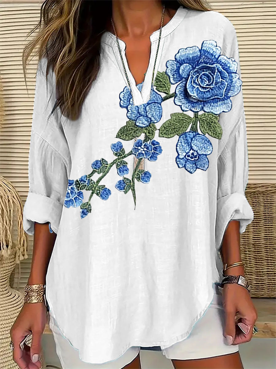 Women's Floral Embroidery Print Casual Top