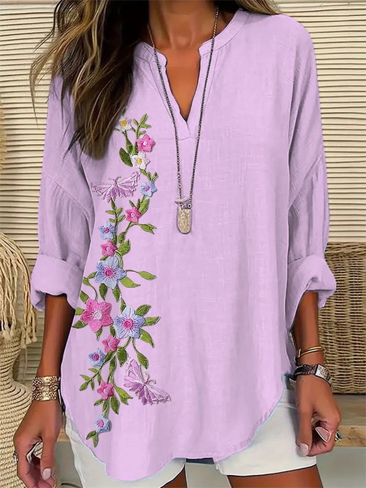 Women's Floral Embroidery Print Casual Top