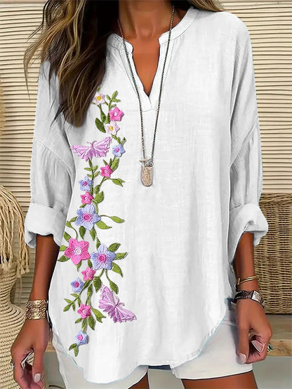 Women's Floral Embroidery Print Casual Top