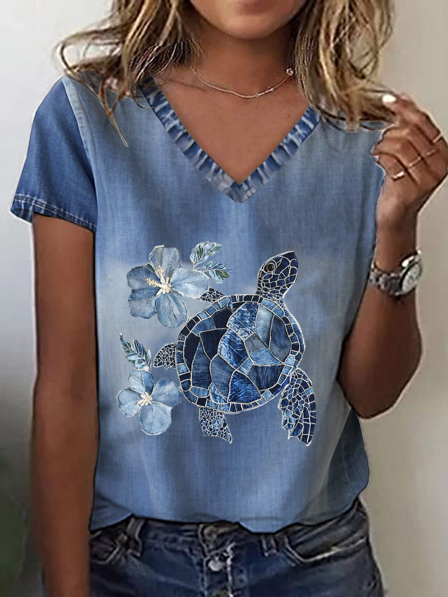 Women's Hawaiian Turtle Hibiscus T-shirt