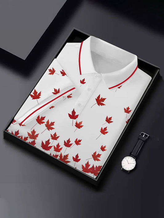 Men's Canadian Maple Leaf Printed Casual Short Sleeve Top