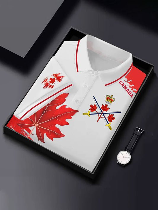 Men's Canadian Army Printed Casual Short Sleeve Shirt