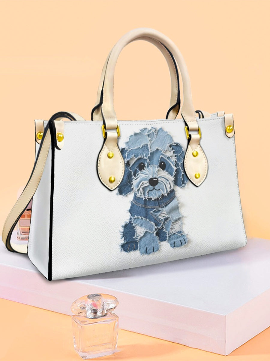 Women's Dog Patchwork Art Leather Tote Shoulder Bag