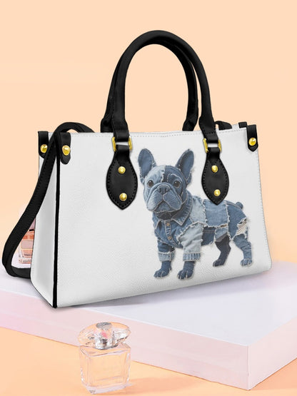 Women's Bulldog Patchwork Art Leather Tote Shoulder Bag