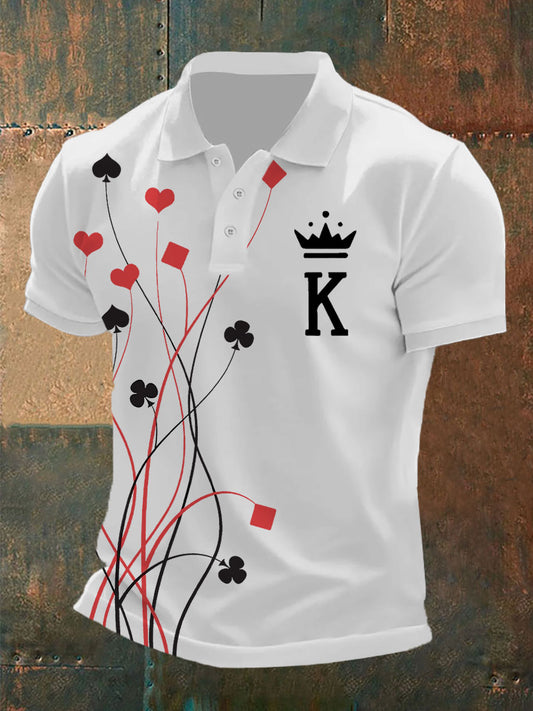 Men's Funny Poker Casual Button T-Shirt