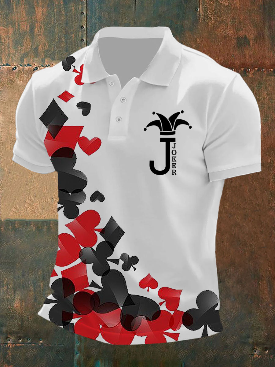 Men's Funny Poker Casual Button T-Shirt