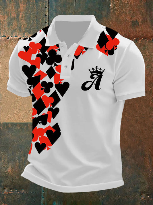 Men's Funny Poker Casual Button T-Shirt