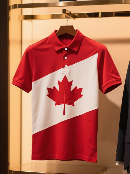 Men's Canadian Maple Leaf Print Casual Top