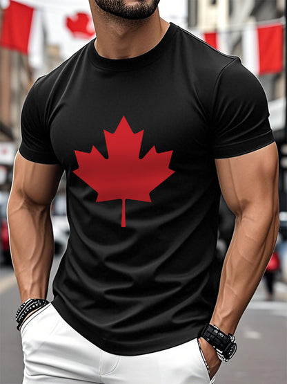 Men's Canadian Maple Leaf Print Casual Tee