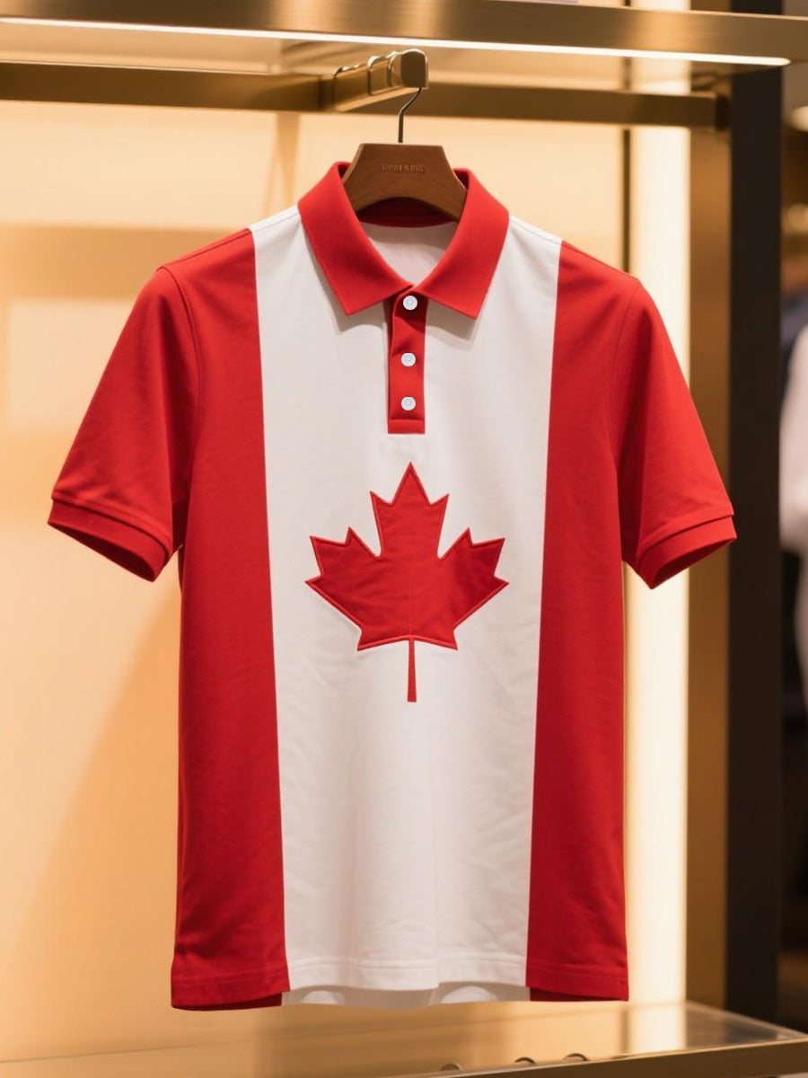Men's Canadian Maple Leaf Print Casual Top