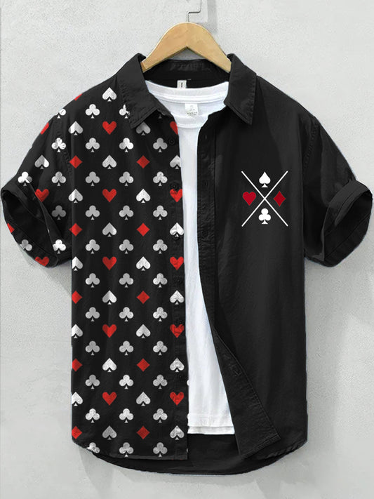 Men's Texas Hold'em Art Print Linen Shirt