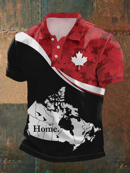 Men's Canadian Maple Leaf Print Casual Top