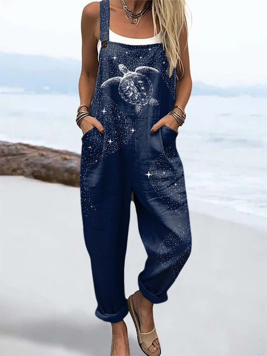 Women's Animal Art Print Casual Overalls Wide Leg Pants