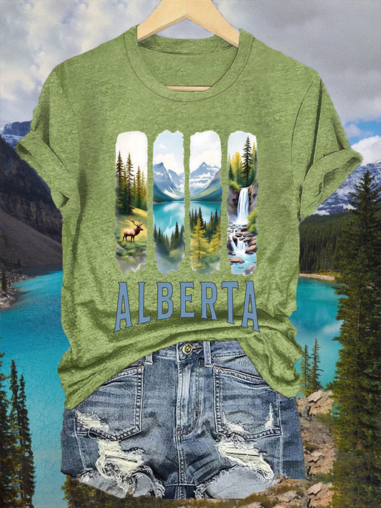 Women's Vintage Alberta Mountain Print Tee