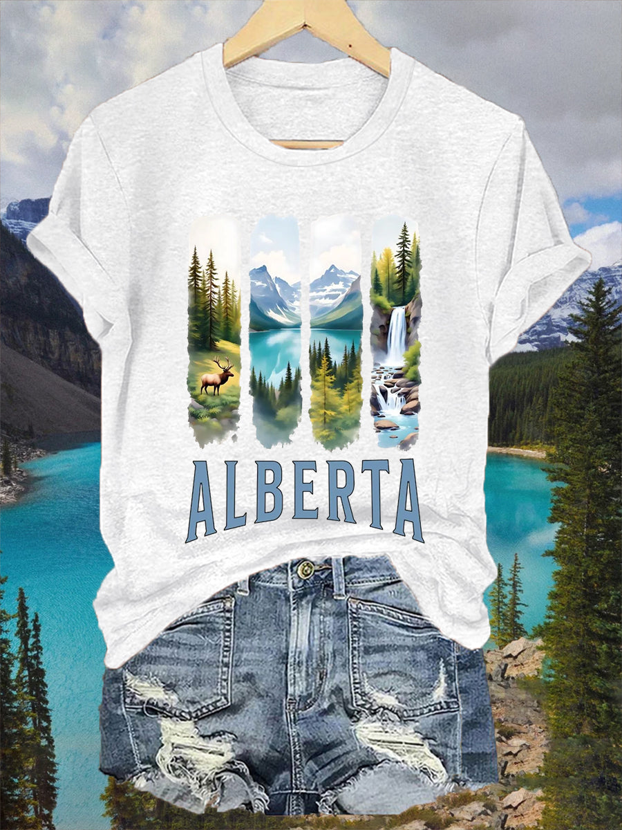 Women's Vintage Alberta Mountain Print Tee