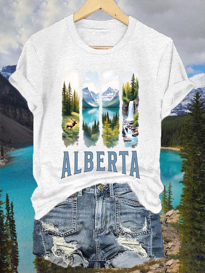 Women's Vintage Alberta Mountain Print Tee