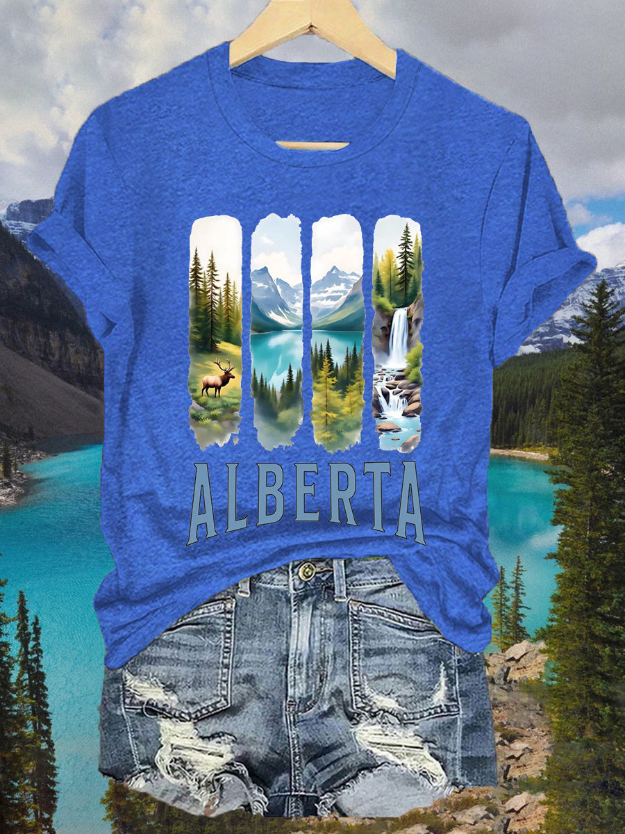 Women's Vintage Alberta Mountain Print Tee