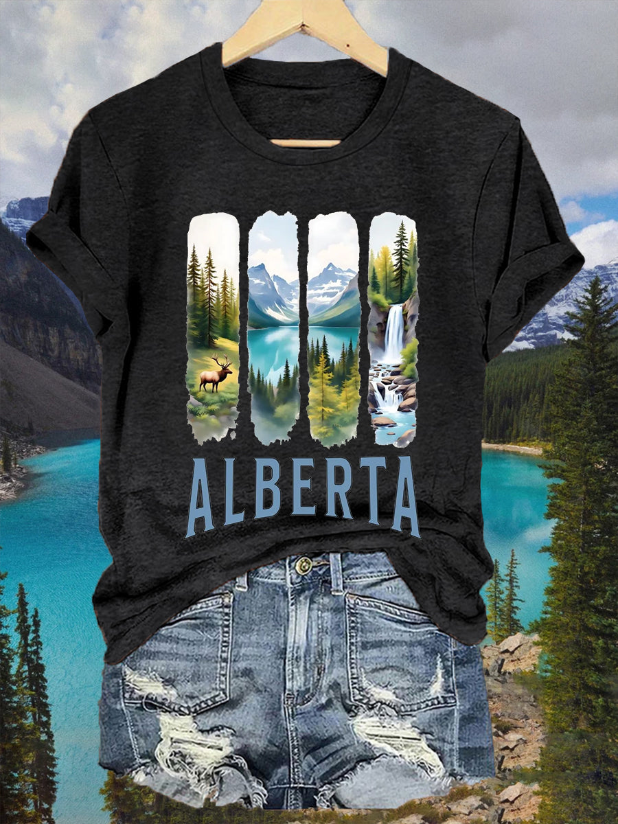 Women's Vintage Alberta Mountain Print Tee