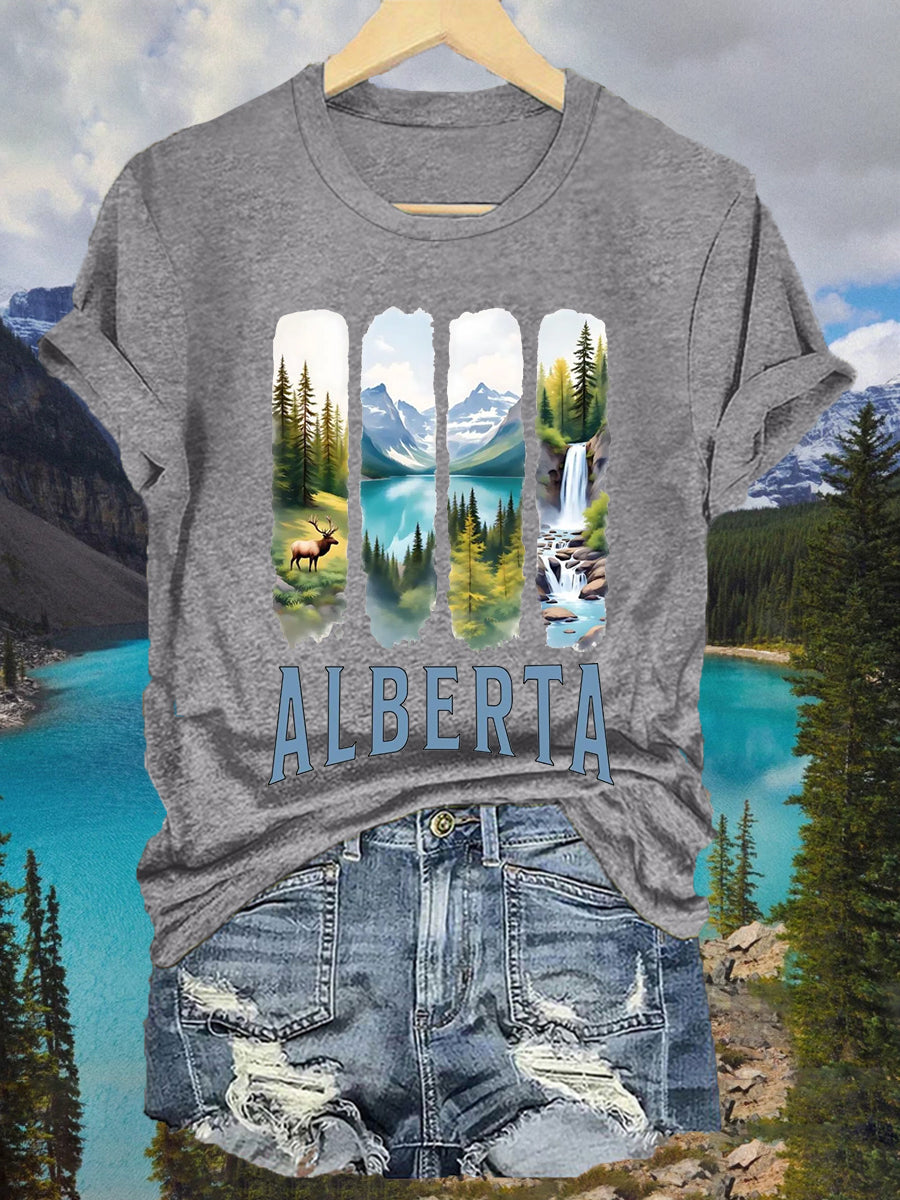 Women's Vintage Alberta Mountain Print Tee