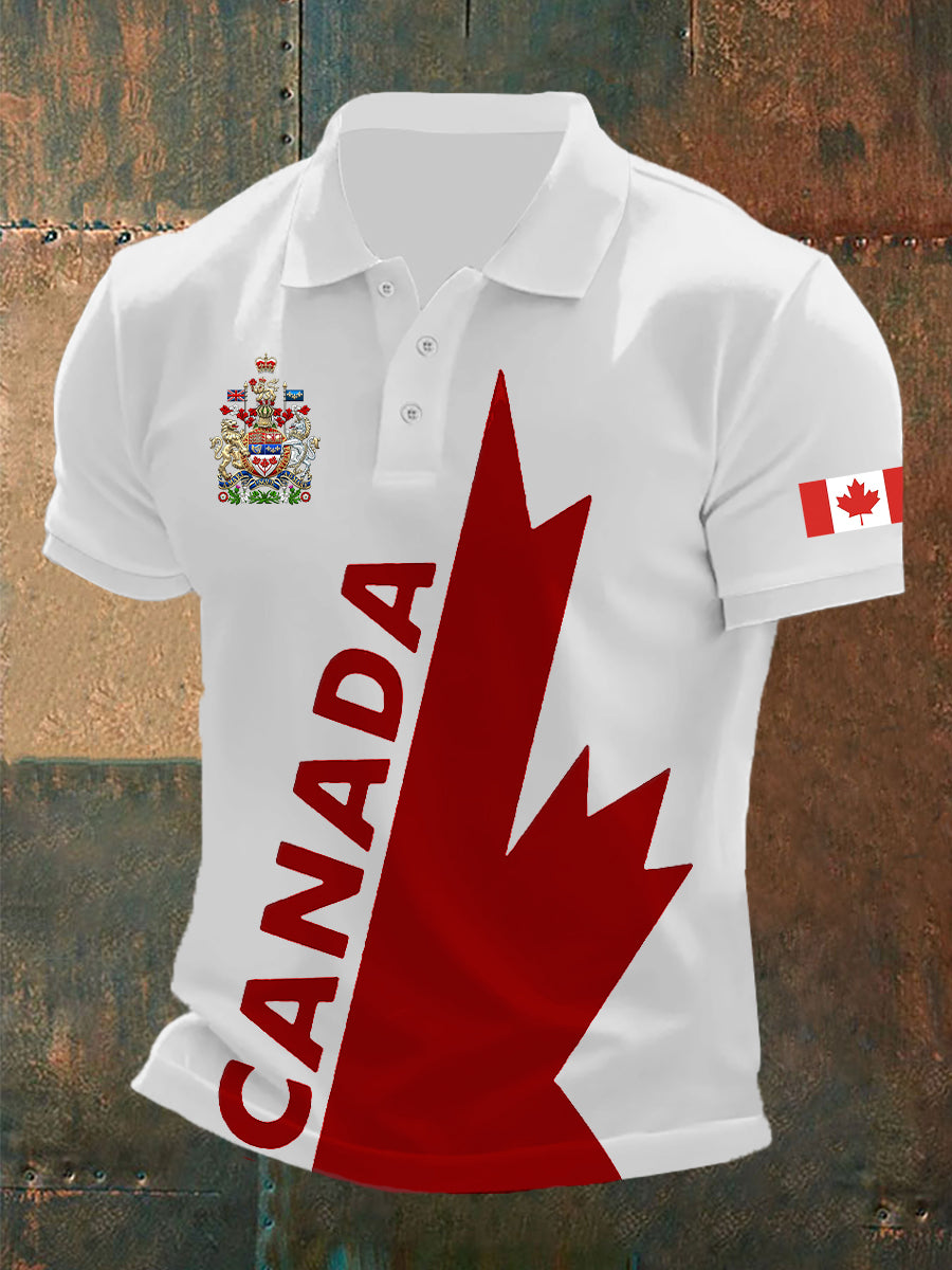 Men's Canadian Flag Maple Leaf Canadian Armed Forces Print Casual Top