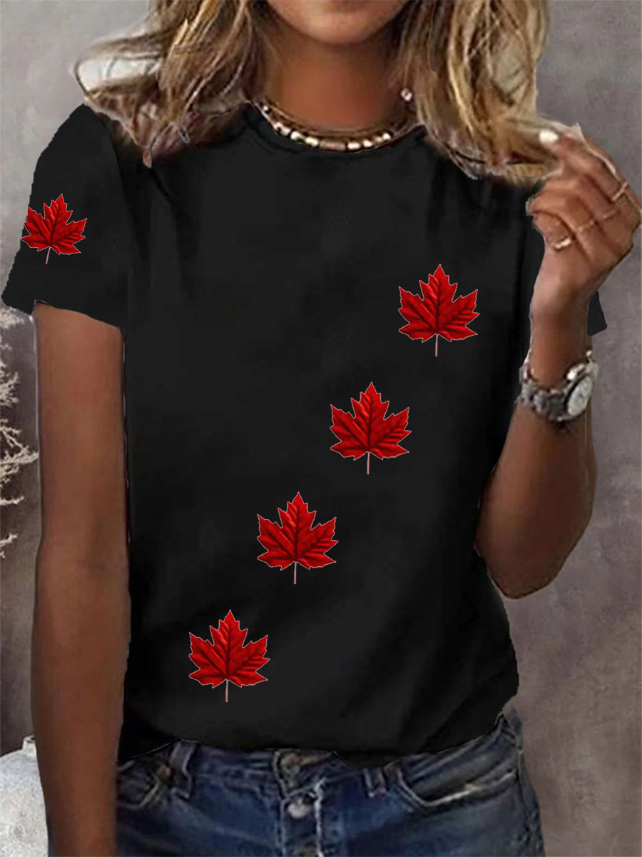 Women's Canadian Maple Leaf Print Casual Tee