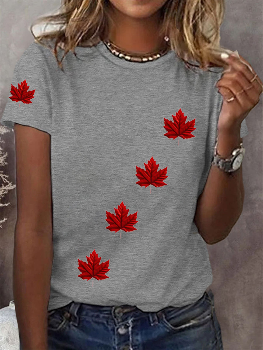 Women's Canadian Maple Leaf Print Casual Tee