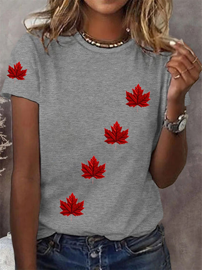 Women's Canadian Maple Leaf Print Casual Tee