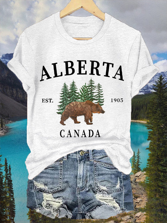 Women's Alberta Canada Grizzly Bear Casual Tee