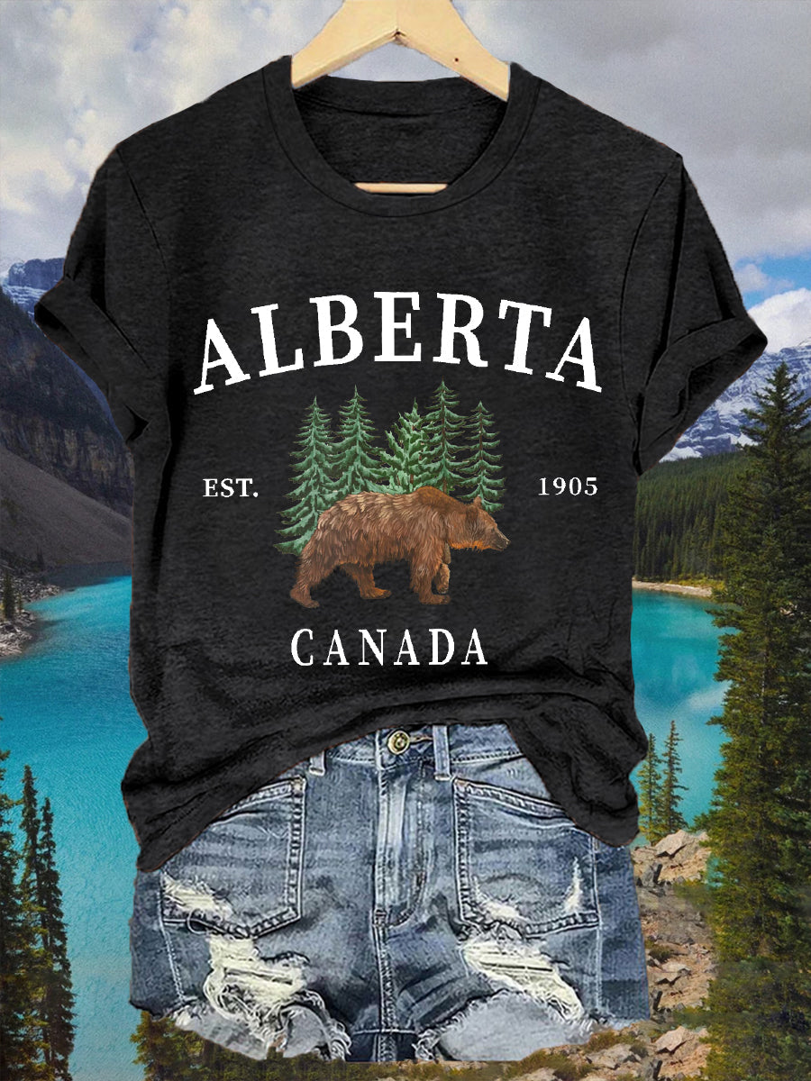 Women's Alberta Canada Grizzly Bear Casual Tee