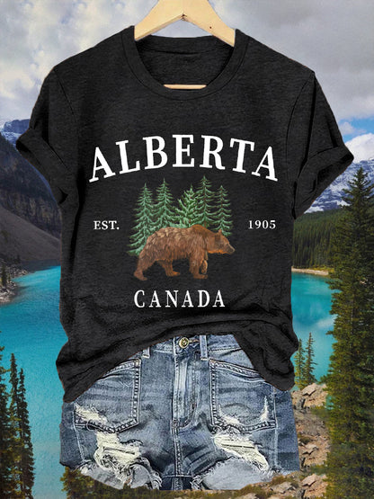 Women's Alberta Canada Grizzly Bear Casual Tee