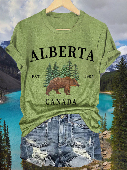 Women's Alberta Canada Grizzly Bear Casual Tee