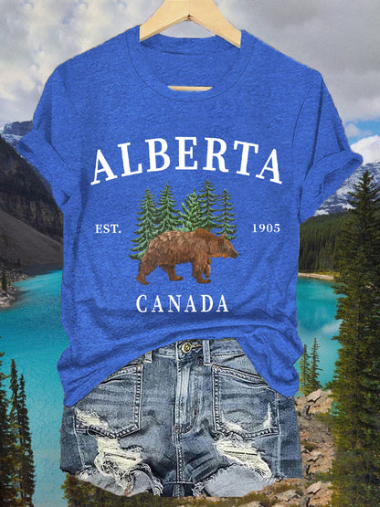 Women's Alberta Canada Grizzly Bear Casual Tee