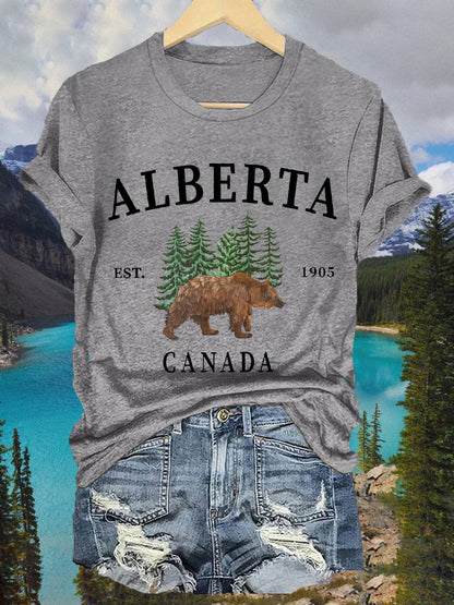 Women's Alberta Canada Grizzly Bear Casual Tee