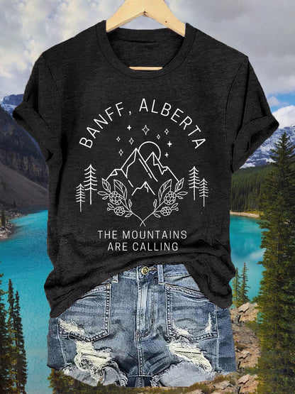 Women's Banff Alberta The Mountains Are Callin Casual Tee